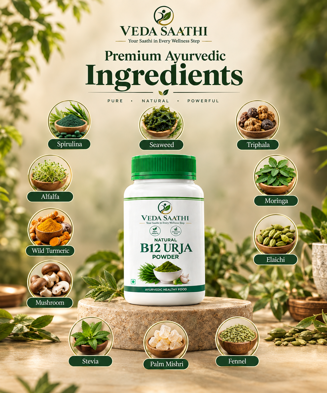 B12 Urja Powder – 100 g Trial Pack | Plant-Based Vitamin B12 | VEDA SAATHI
